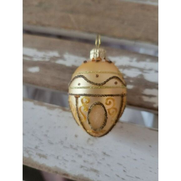 Gold sparkle fancy mini egg ornament access tree - Picture 1 of 7